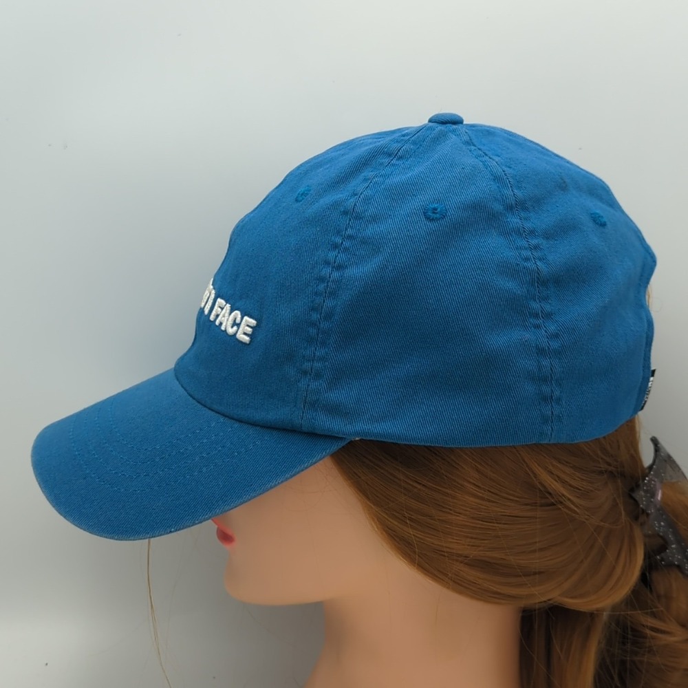 The North Face Hat Cap Horizontal Spell Out Logo Unisex Blue One Size Adjustable - Picture 3 of 16
